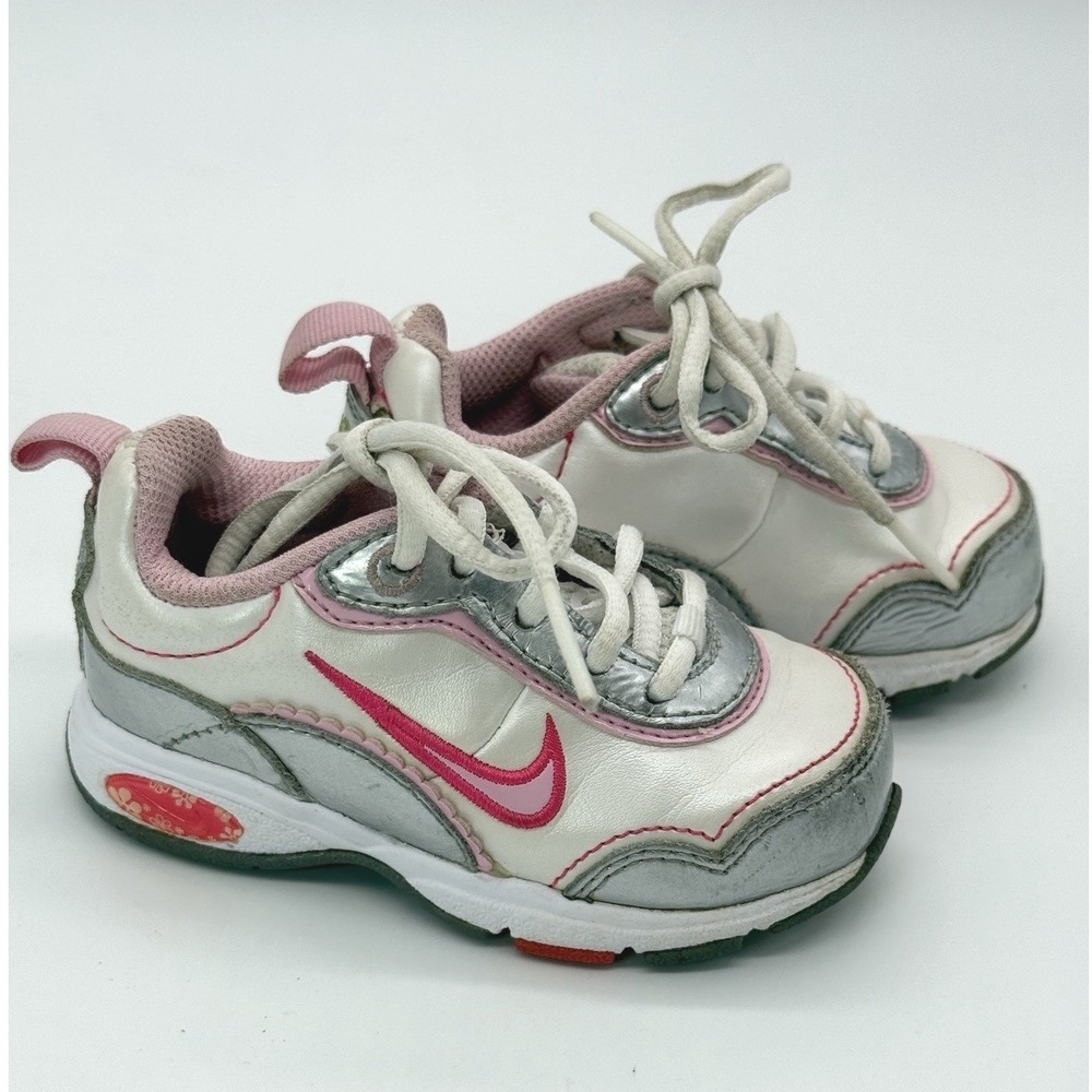 2010 Nike Air Turbulence 2 Toddler Girls Shoes Size 5C Y2K Silver Pink